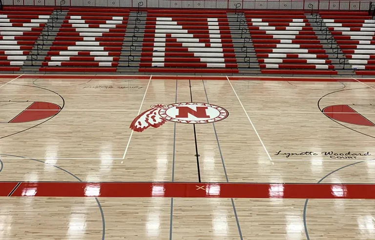 Gym Floor with Shiny Finish and Fresh Paint